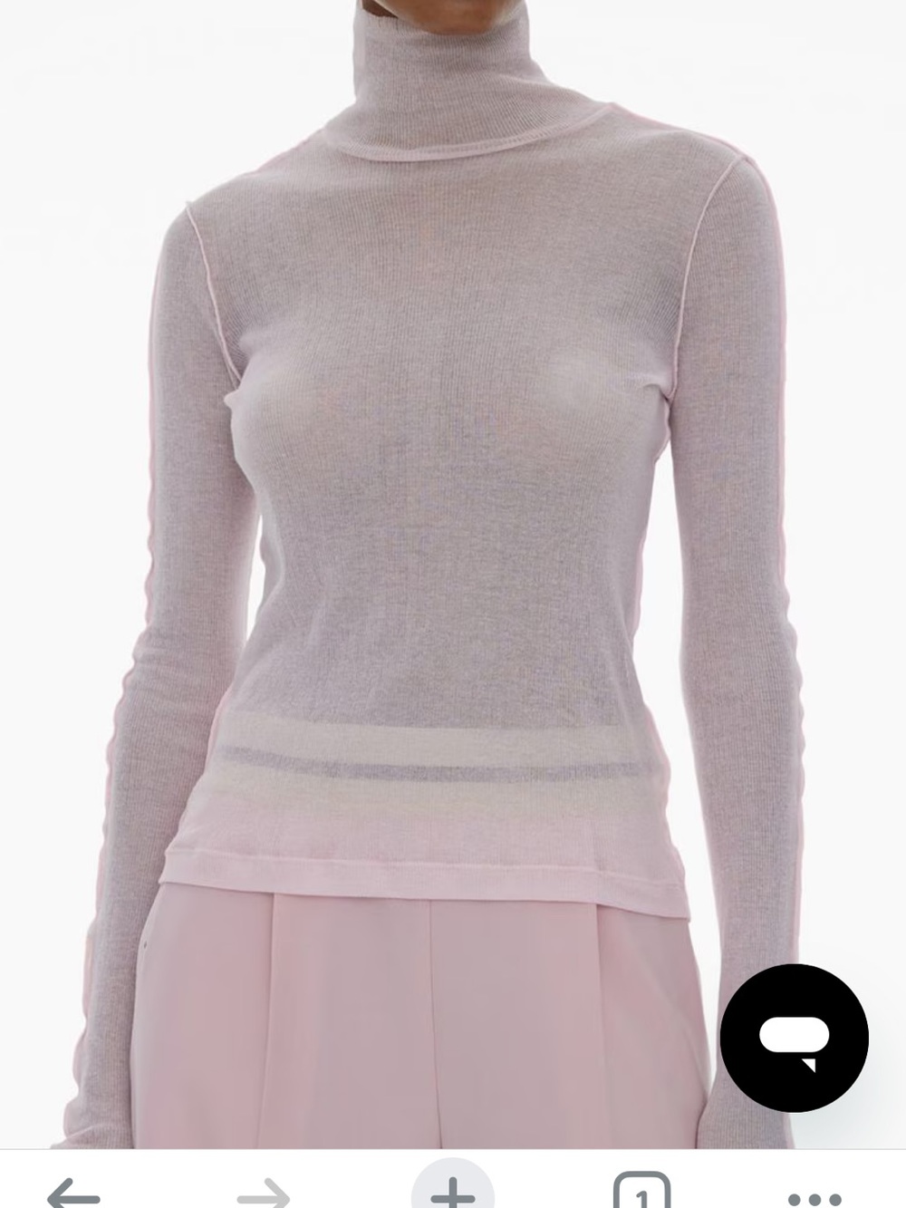 Helmut Lang Lucid Pink Sheer Rib Long Sleeve Top size M